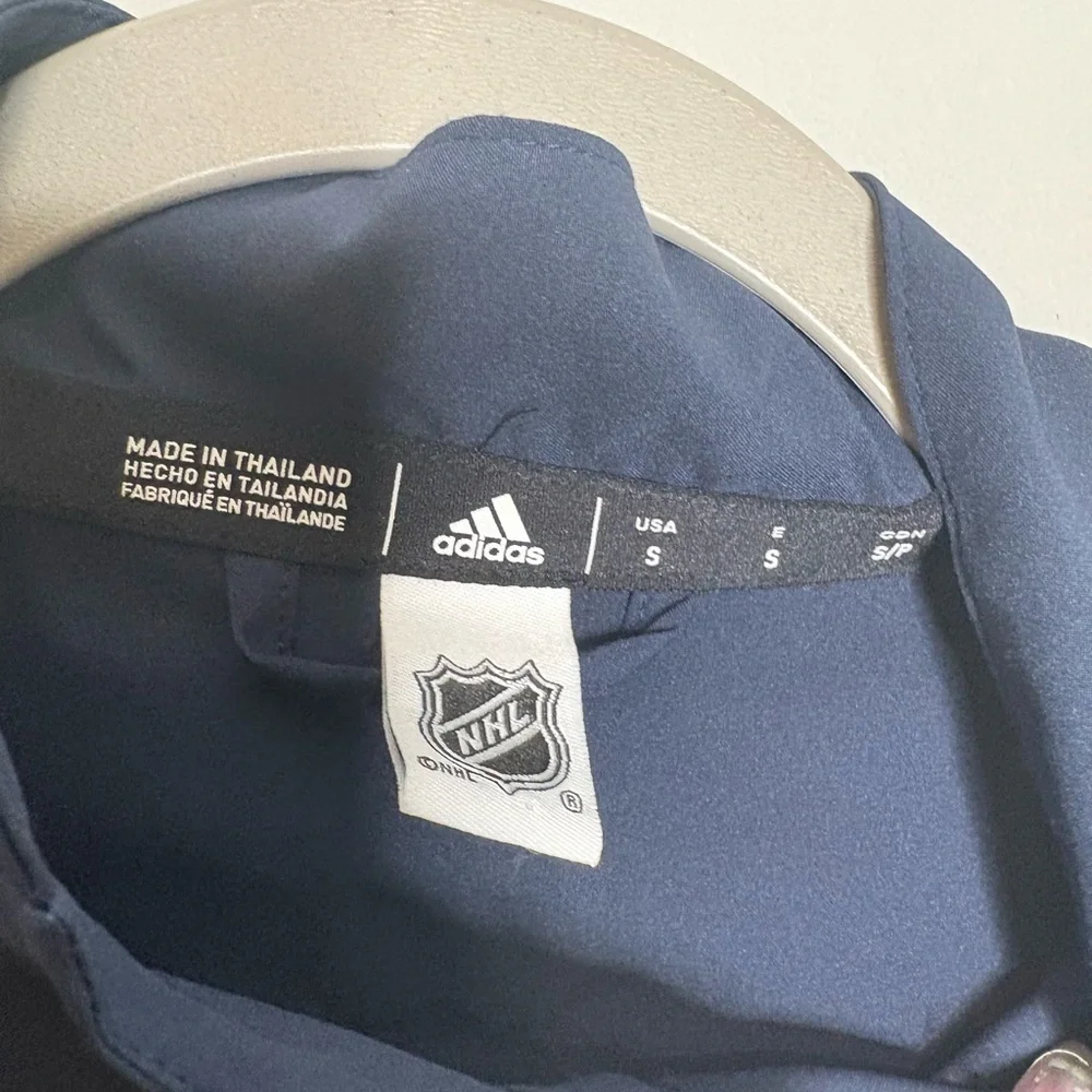 Adidas Columbus Blue Jackets Navy Game Mode Climalite Quarter-Zip Jacket NWT - Picture 2 of 5